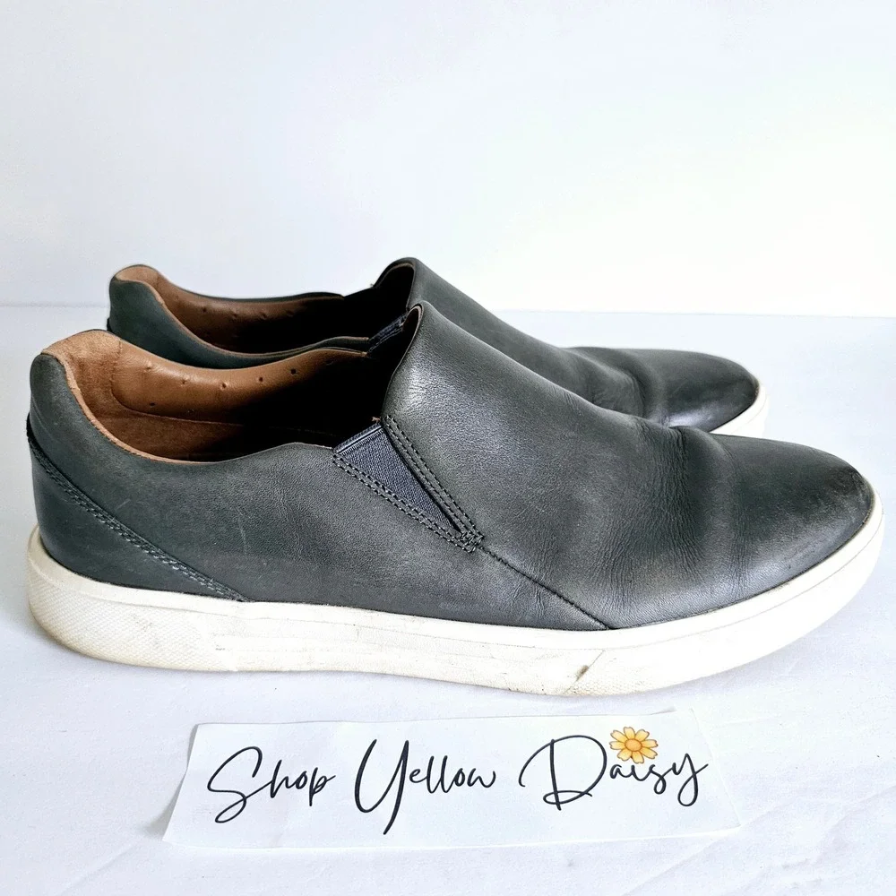 Clarks Unstructured Un Costa Step Grey Leather Slip On Sneakers Loafers‎ 10.5 M